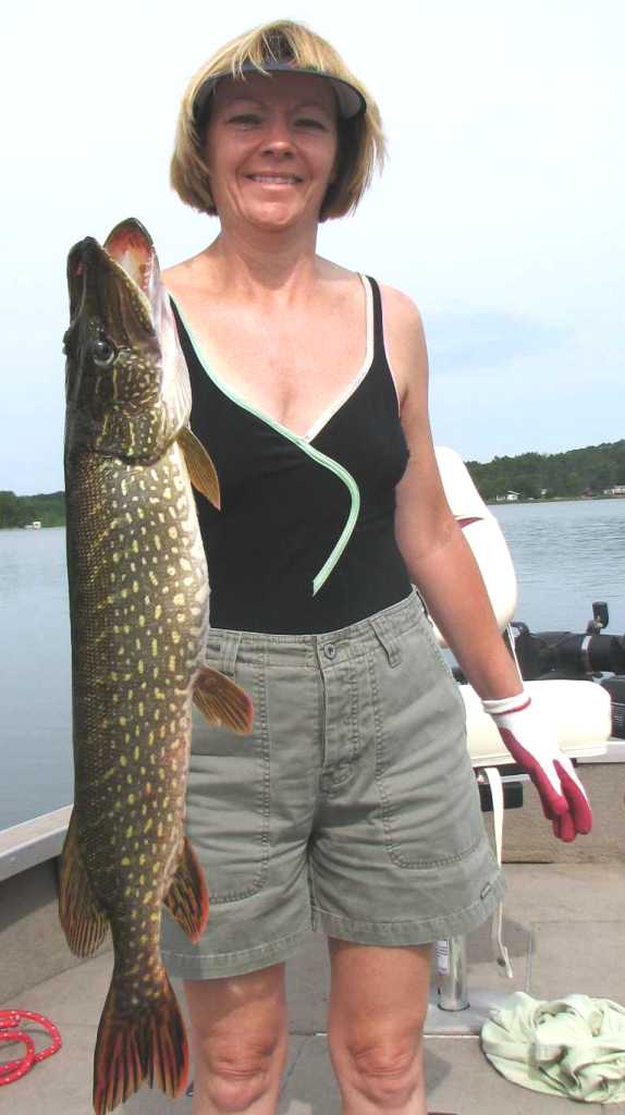 Deanna has a knack for catching pike.  She caught this pike on June 26, 2008, the same day Martin caught the musky.