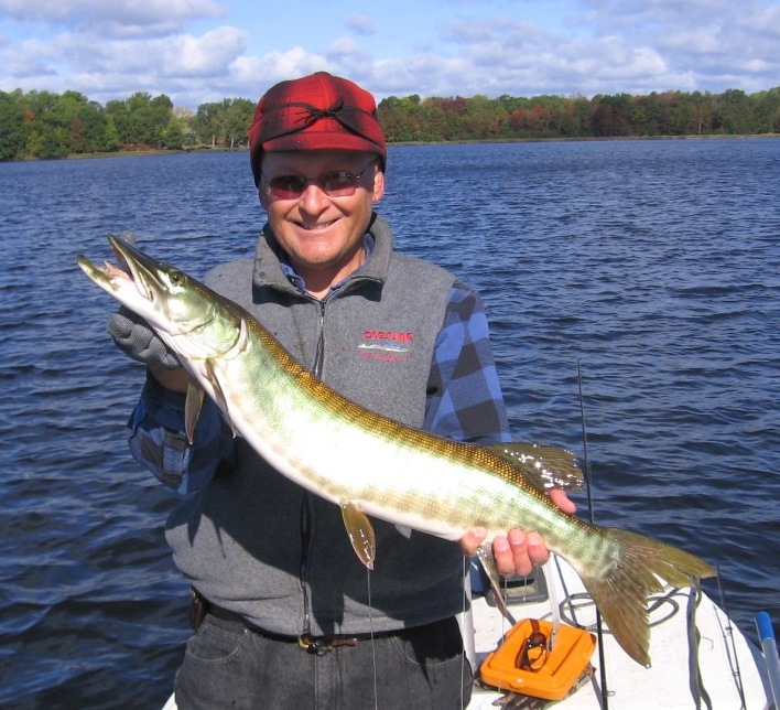 I was using a Bobbi Bait when I caught this 30-inch musky on a cool and breezy day.  Benoit Lake, September 23, 2012.