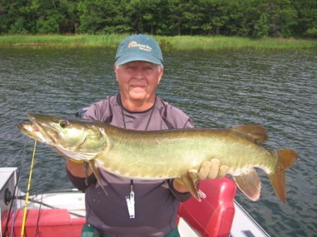 Dennis R. caught and released this musky while fishing on Benoit Lake, July 2015.