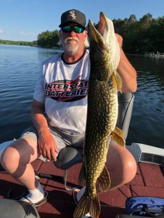George caught and released this 15 pound northern pike from a lake in Burnett County, early June 2019.