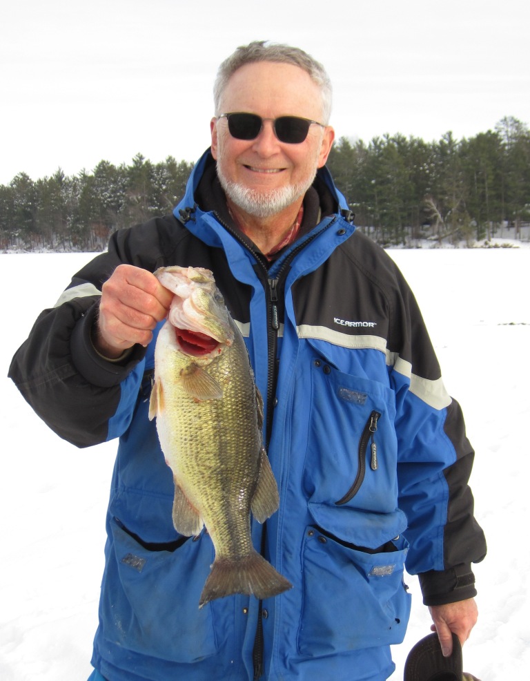 This 16-inch bass took a shiner on a tip-up, January 14, 2023.