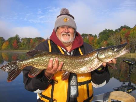 Dave R. caught and released this nice northern Pike in our Bay, October, 2017.