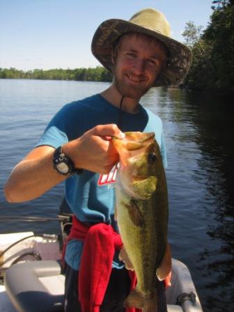 Ben C. with a 17-inch bass from a Burnett County Lake, July 2107.