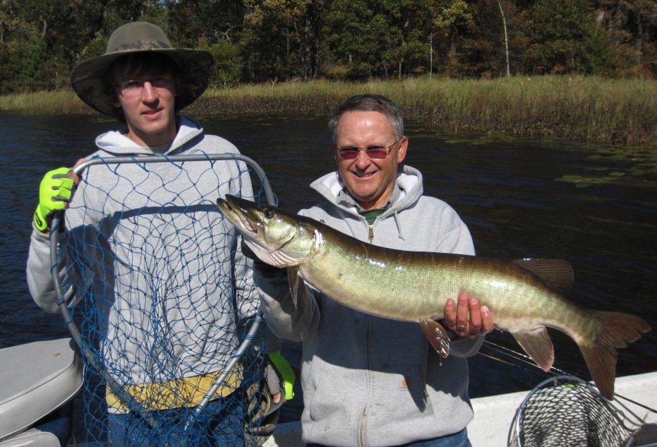 Jake and Dave teamed up to catch this 36 inch Benoit musky, which they released.  The fish took a spinner on a sunny day.