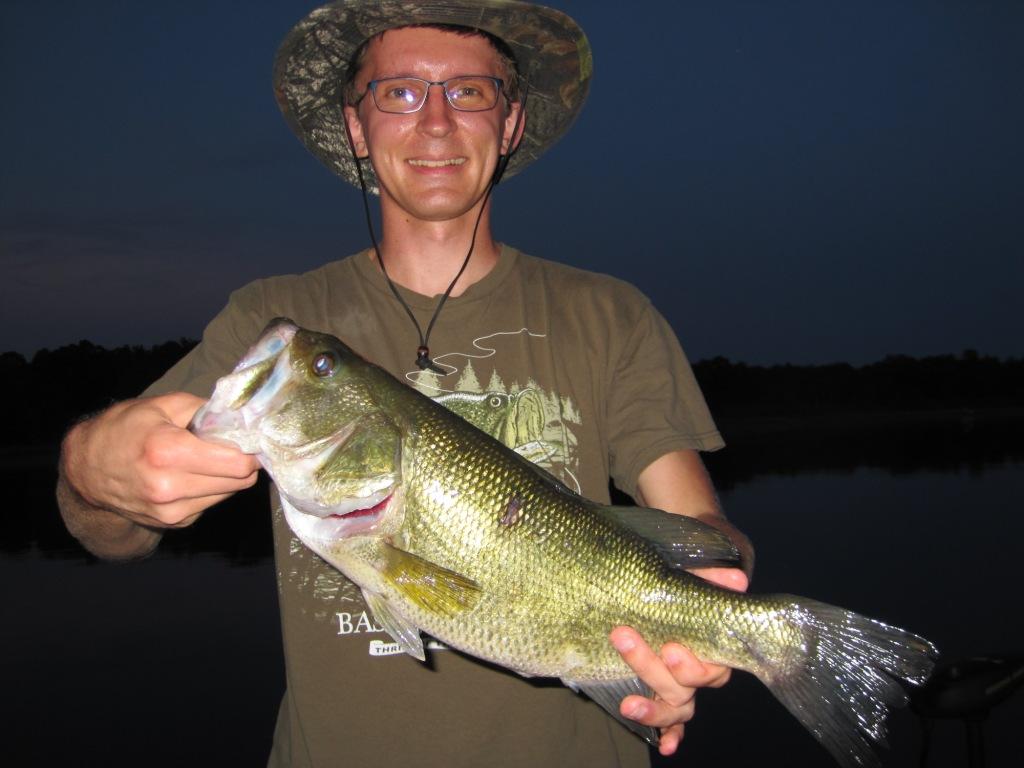 Jake with an 18 and 3/4 inch bass from Benoit Lake, Burnett County, Wisconsin; June 2021.