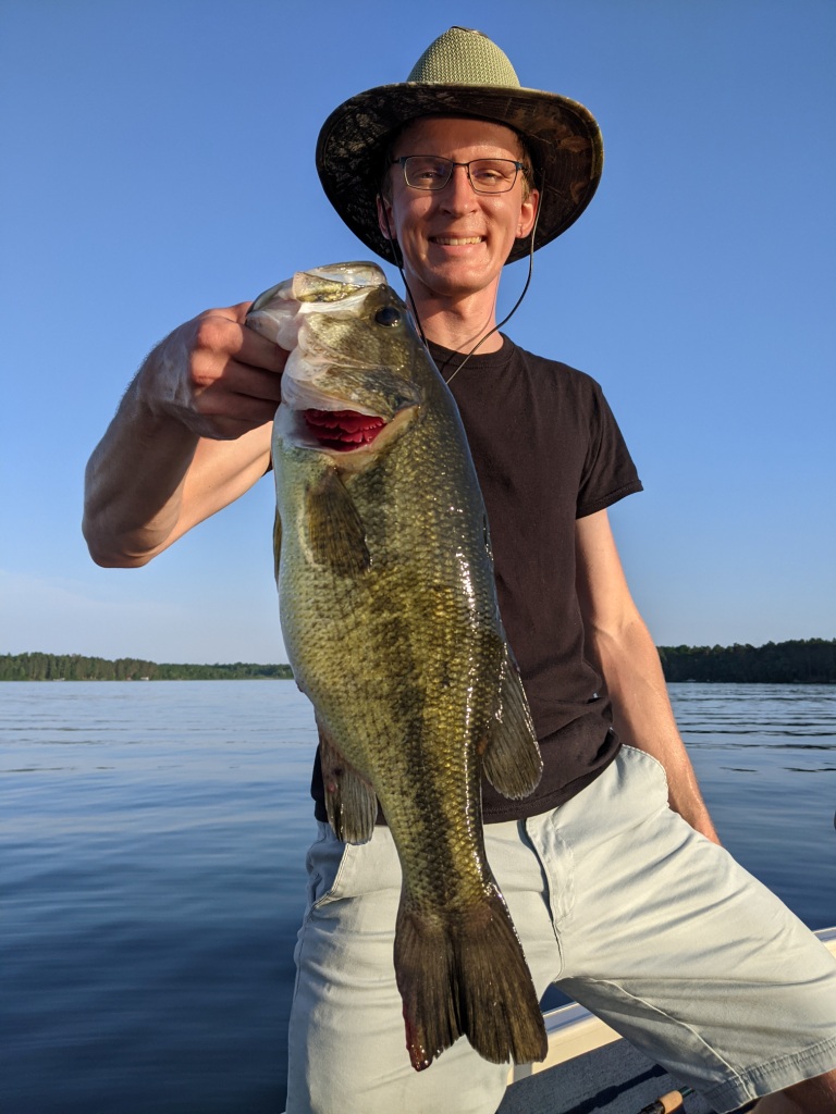 Jacob Caithamer with an 18 and 7/8-inch bass from a Burnett County lake, June 2021.