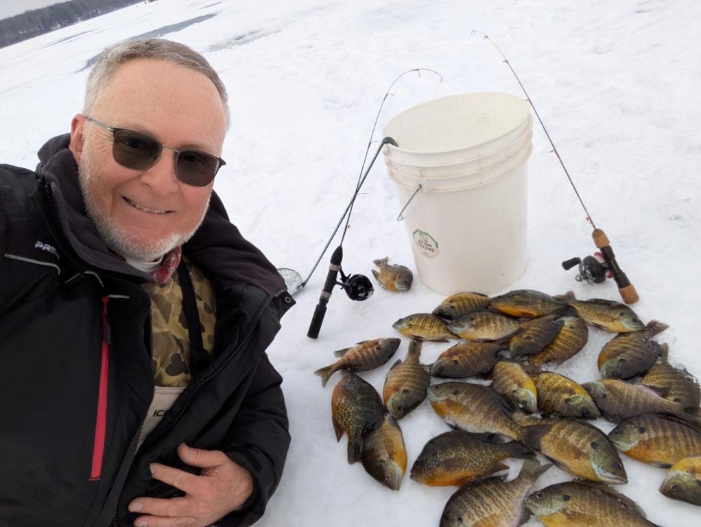 I got these bluegills in a Burnett County, Wisconsin lake on February 2, 2025.