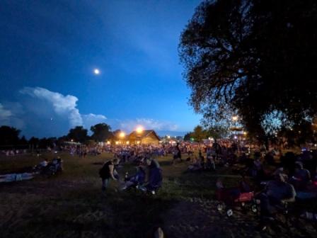 People gather at the lake front to watch the Shell Lake fireworks display, July, 2025.