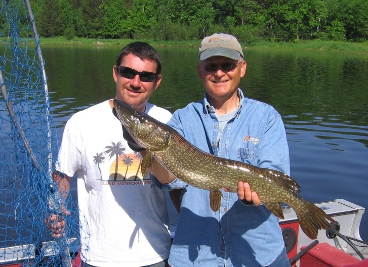 Dave and Ryan teamed up for this 32 inch pike on Benoit Lake.  The fish was released after the photo.