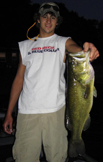 Tyler caught and released this trophy bass in our bay.  He was using a spinner bait.