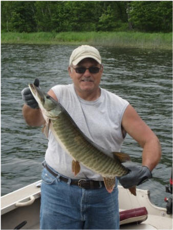 Martin V. with a very handsome musky from Benoit Lake, June 20, 2013.